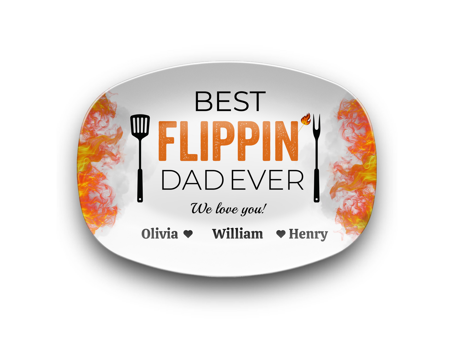 Best Flipping Dad Ever | Personalized BBQ Platter | Father's Day, Gift For Dad, Grandpa
