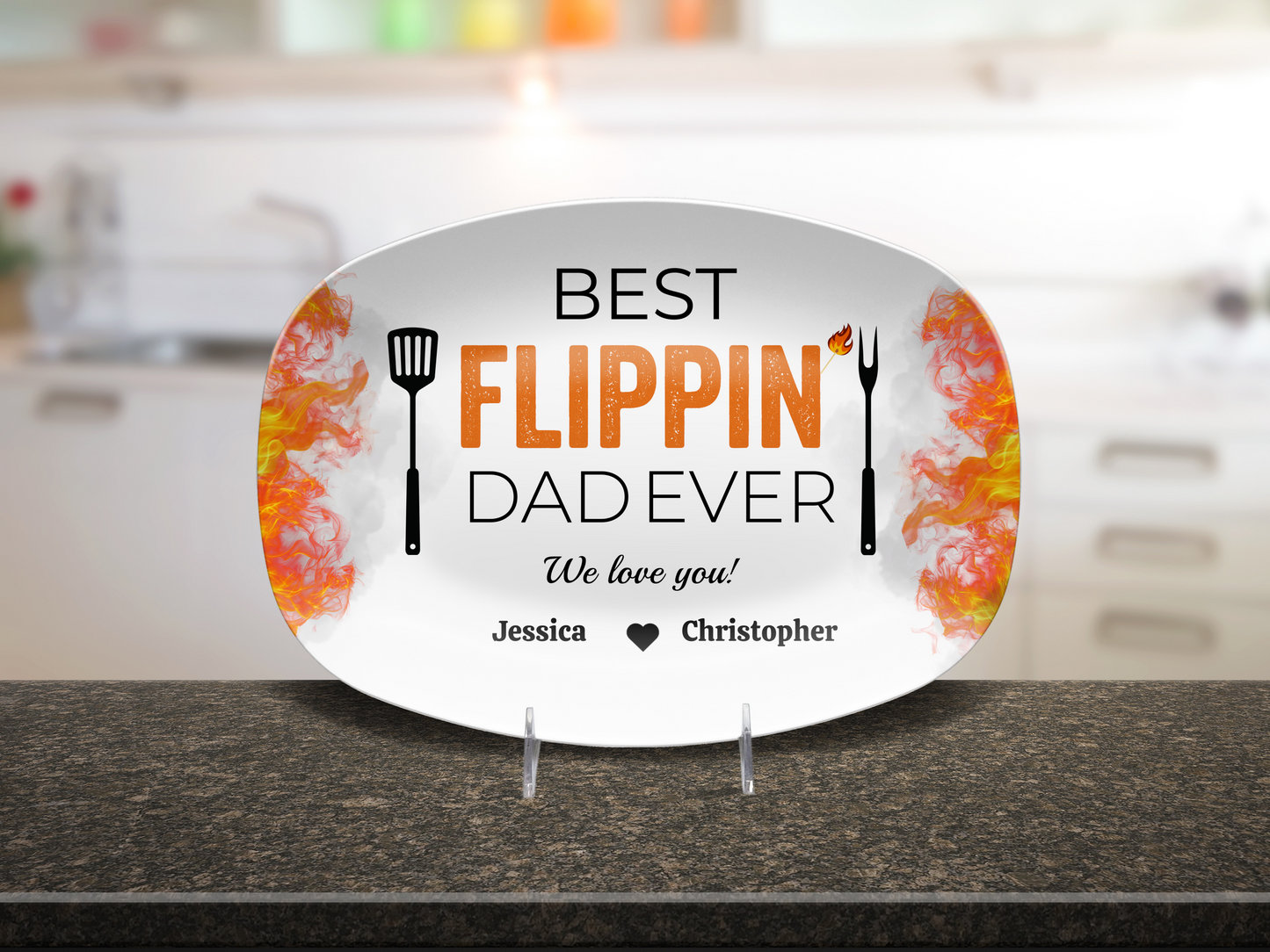 Best Flipping Dad Ever | Personalized BBQ Platter | Father's Day, Gift For Dad, Grandpa