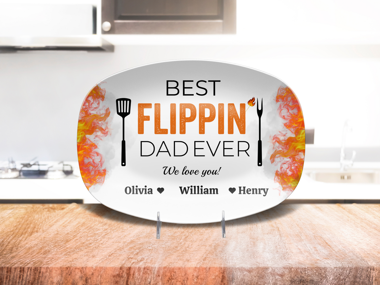 Best Flipping Dad Ever | Personalized BBQ Platter | Father's Day, Gift For Dad, Grandpa