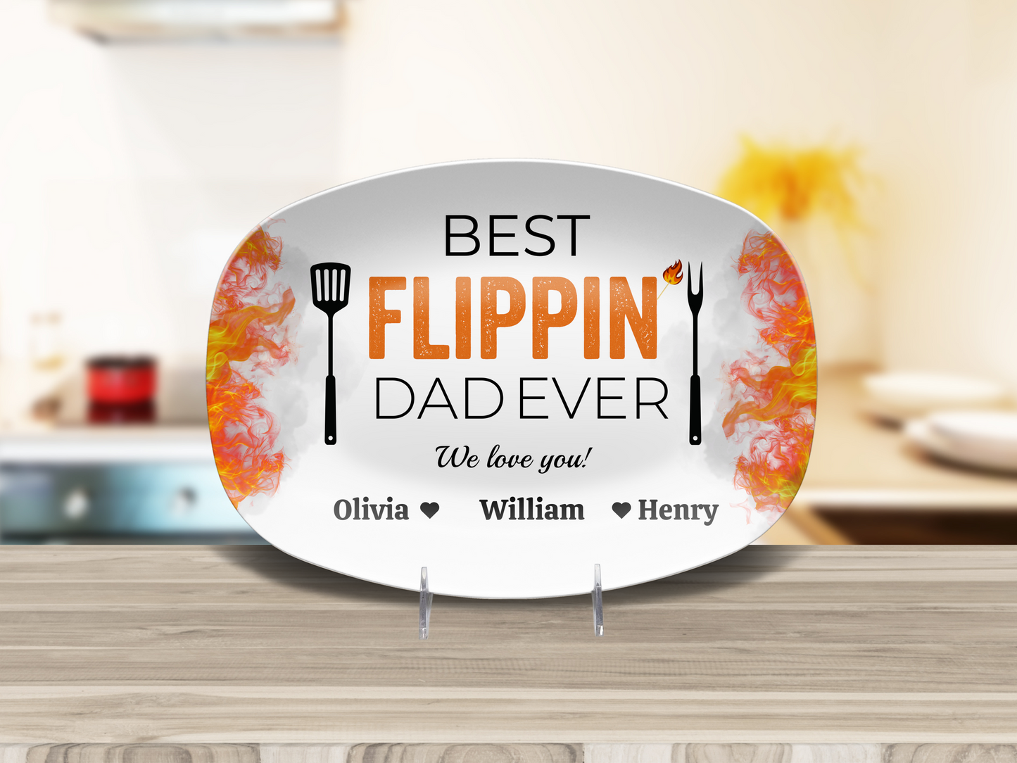 Best Flipping Dad Ever | Personalized BBQ Platter | Father's Day, Gift For Dad, Grandpa