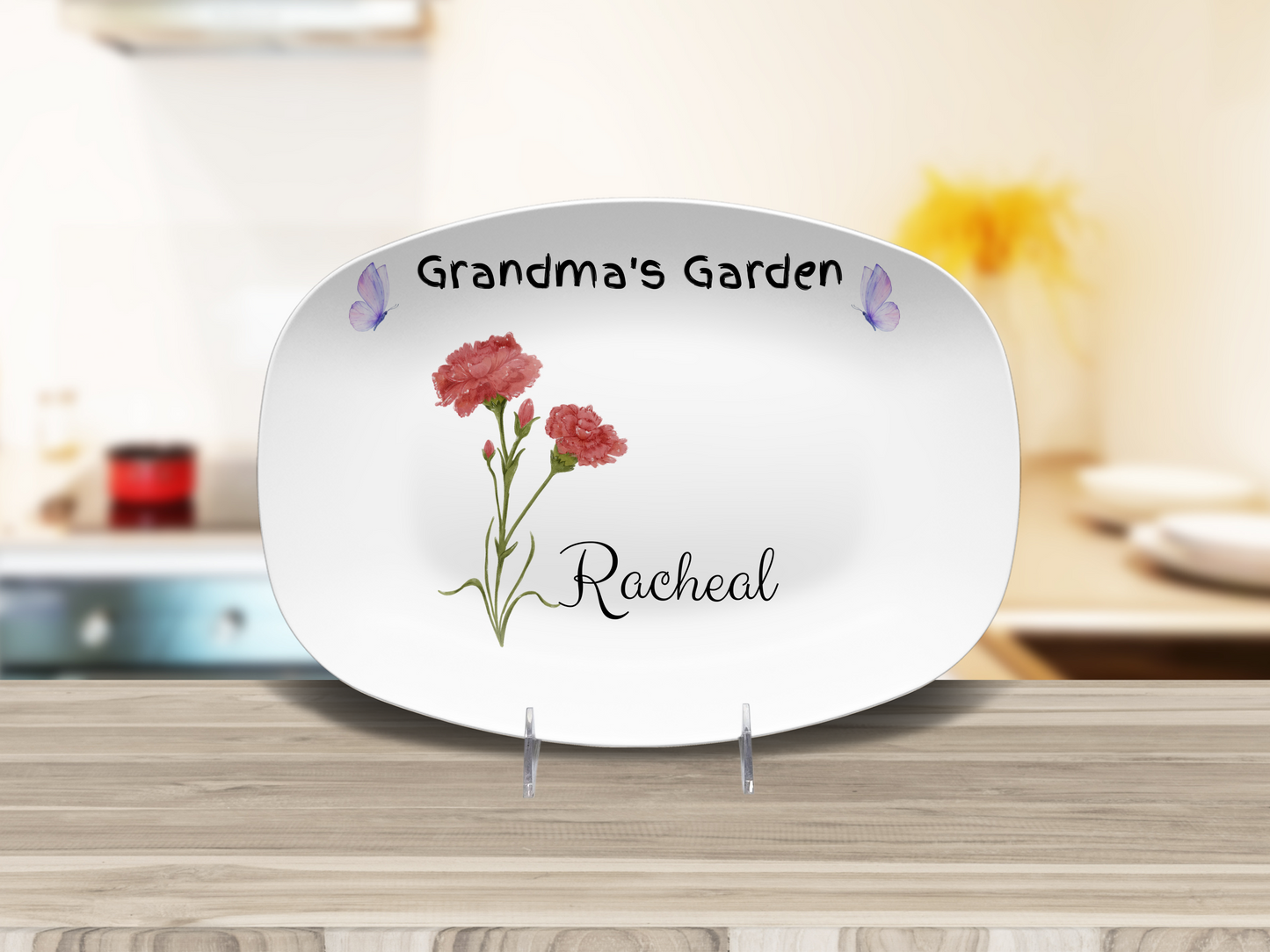 Personalized Birth Flower Platter | Custom for Grandma, Mama, Nana, Gigi & More