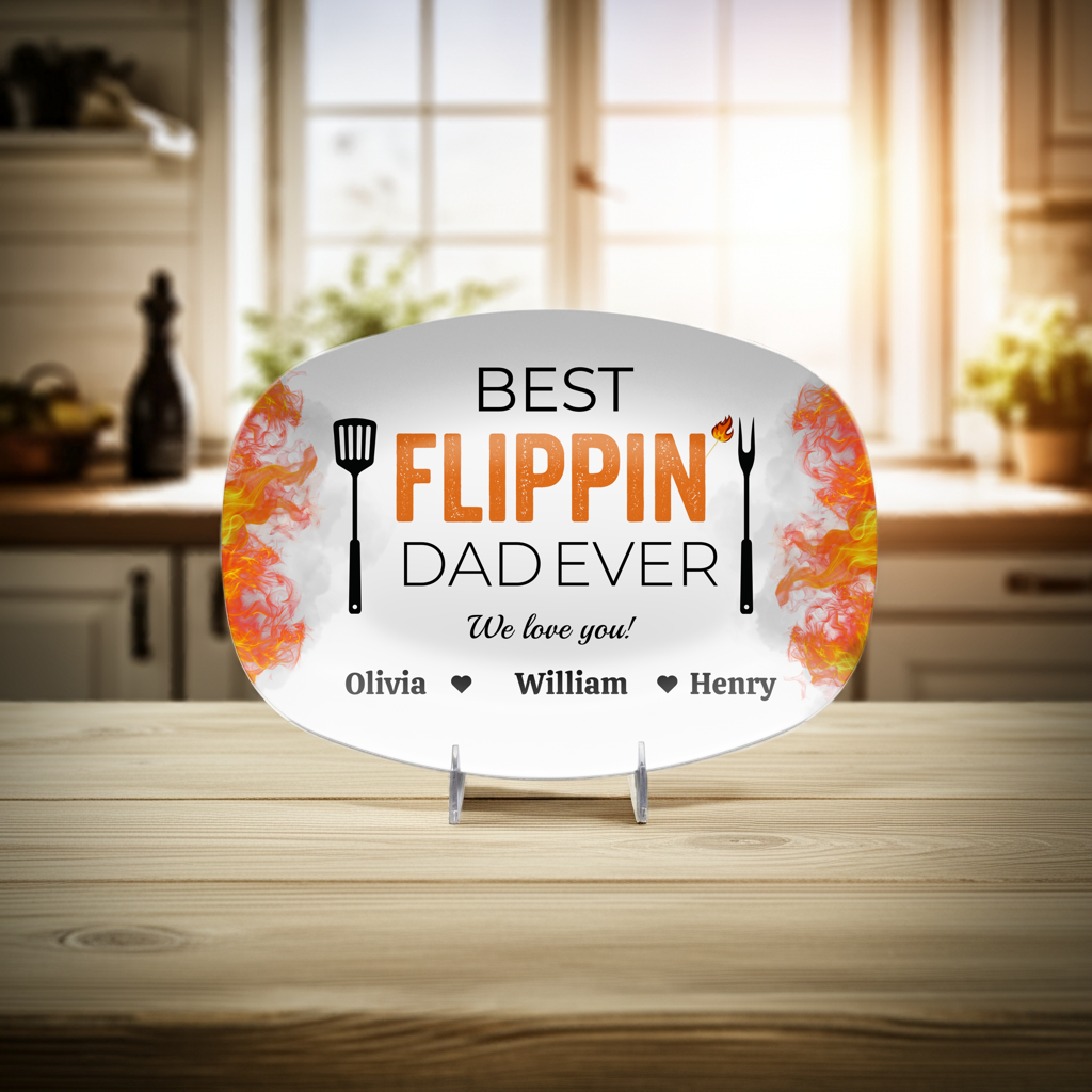 Best Flipping Dad Ever | Personalized BBQ Platter | Father's Day, Gift For Dad, Grandpa