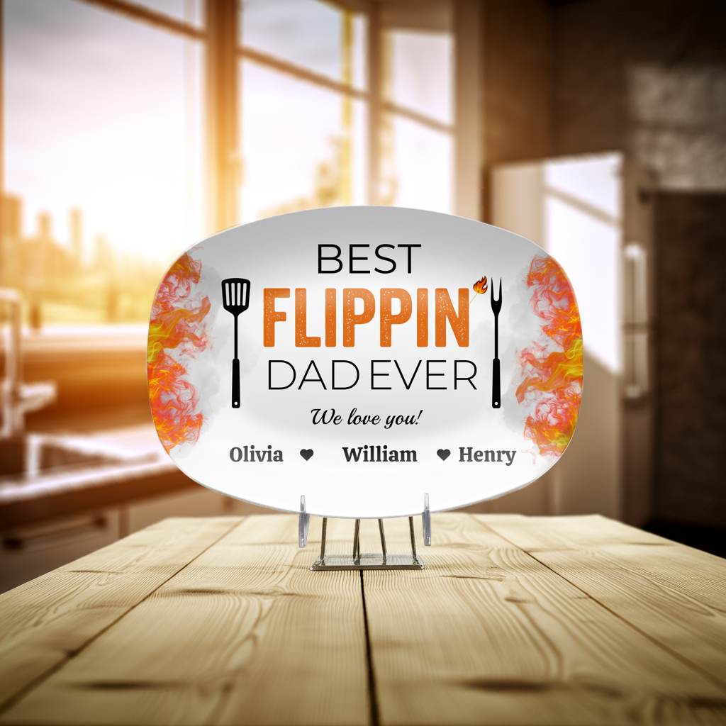 Best Flipping Dad Ever | Personalized BBQ Platter | Father's Day, Gift For Dad, Grandpa