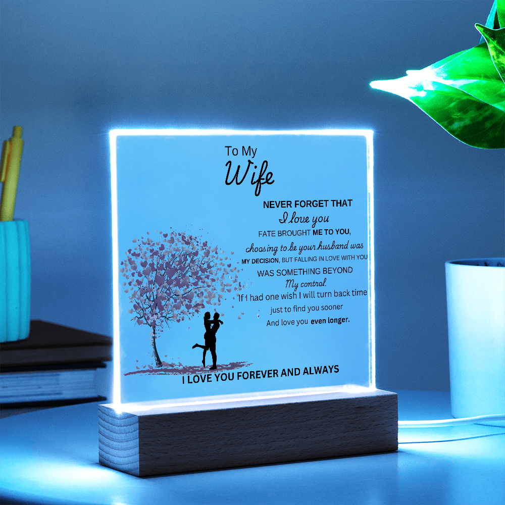 To My Wife Acrylic Plaque (Wooden Led Base)