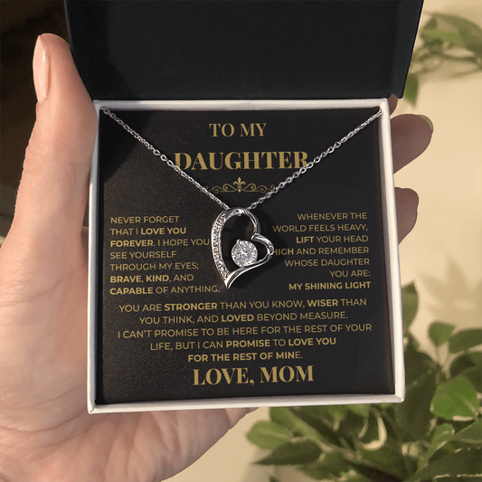 Beautiful Gift for Daughter From Mom "Never Forget That I Love You" Necklace