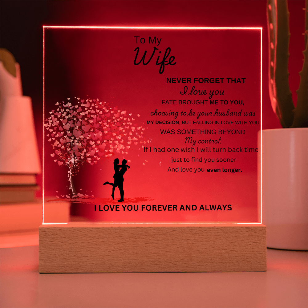 To My Wife Acrylic Plaque (Wooden Led Base)