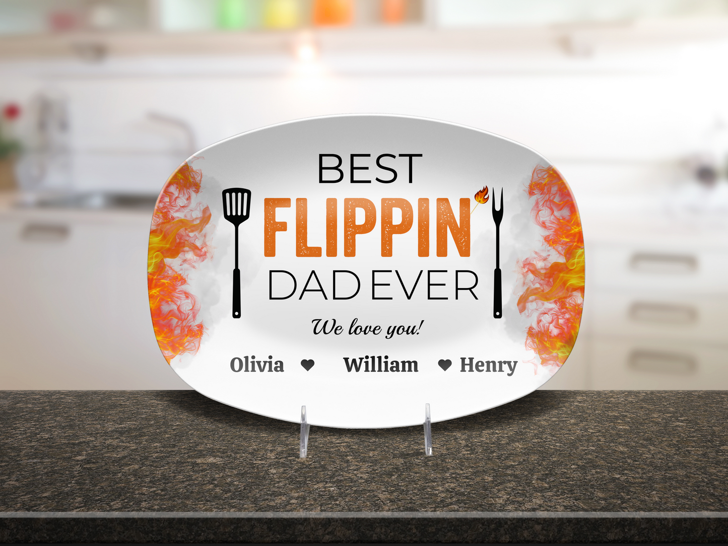 Best Flipping Dad Ever | Personalized BBQ Platter | Father's Day, Gift For Dad, Grandpa