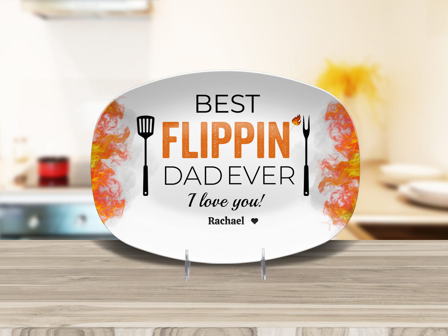 Best Flipping Dad Ever | Personalized BBQ Platter | Father's Day, Gift For Dad, Grandpa