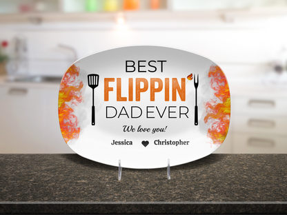 Best Flipping Dad Ever | Personalized BBQ Platter | Father's Day, Gift For Dad, Grandpa
