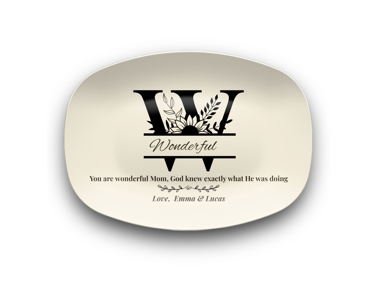 Personalized Monogram Platter Gift for Dad, Custom Name Serving Plate, Unbreakable Keepsake