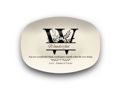 Personalized Monogram Platter Gift for Dad, Custom Name Serving Plate, Unbreakable Keepsake