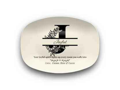 Personalized Monogram Platter Gift for Dad, Custom Name Serving Plate, Unbreakable Keepsake
