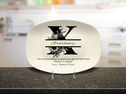 Personalized Monogram Platter Gift for Dad, Custom Name Serving Plate, Unbreakable Keepsake