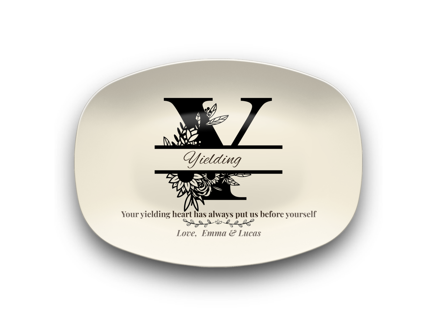 Personalized Monogram Platter Gift for Dad, Custom Name Serving Plate, Unbreakable Keepsake
