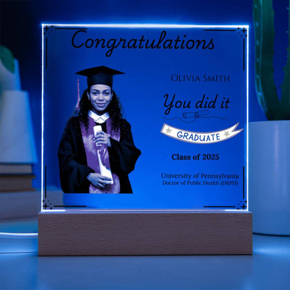 Personalized Graduation Acrylic LED Plaque with Photo | Graduation Gift