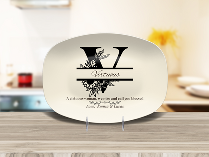 Personalized Monogram Platter Gift for Dad, Custom Name Serving Plate, Unbreakable Keepsake