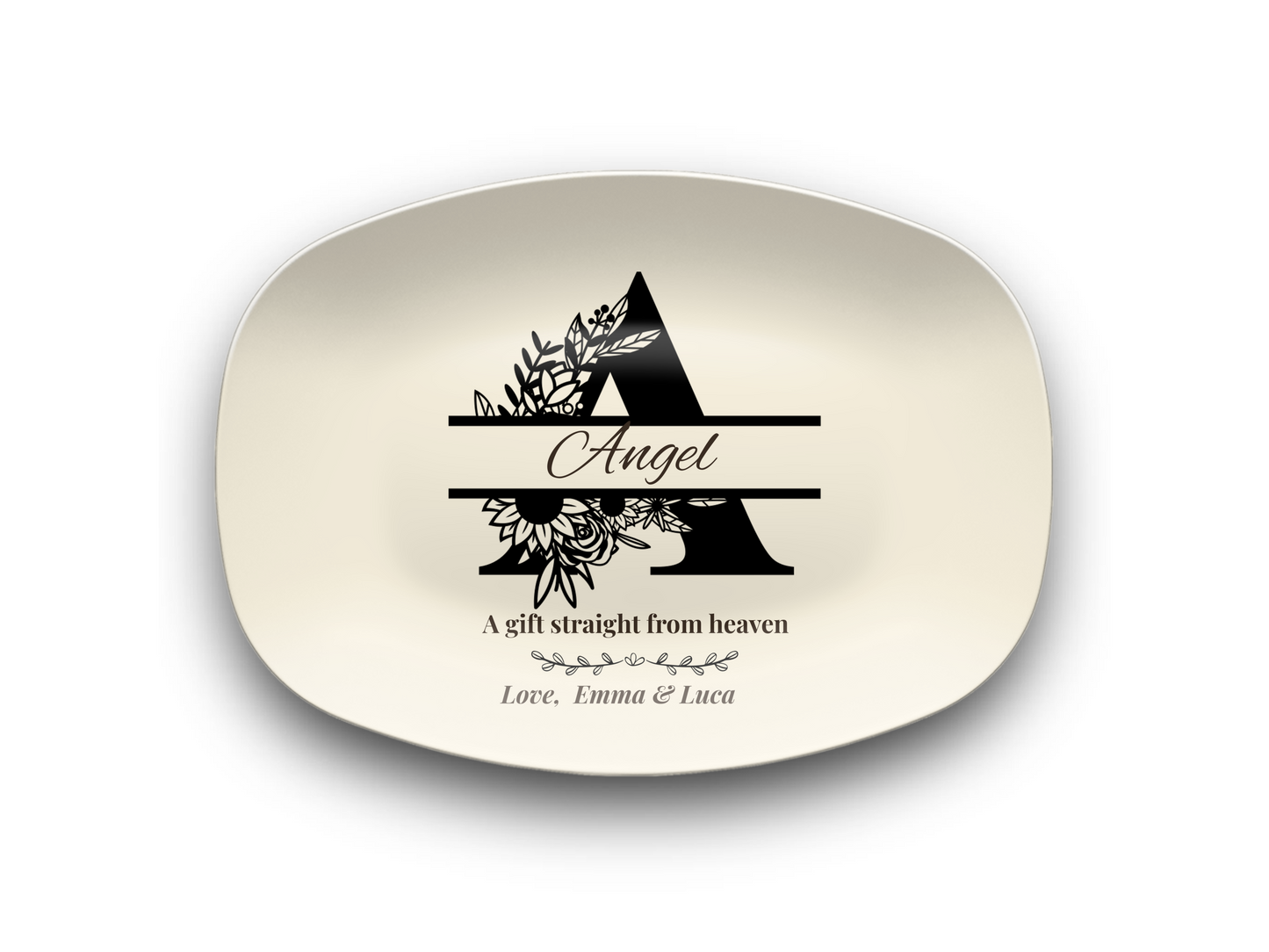 Personalized Monogram Platter Gift for Dad, Custom Name Serving Plate, Unbreakable Keepsake