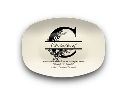 Personalized Monogram Platter Gift for Dad, Custom Name Serving Plate, Unbreakable Keepsake