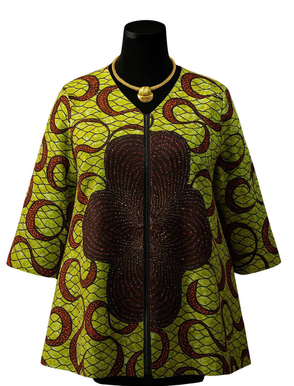 The Abímbọ́lá Top  | Green & Brown Ankara Tunic of Joy