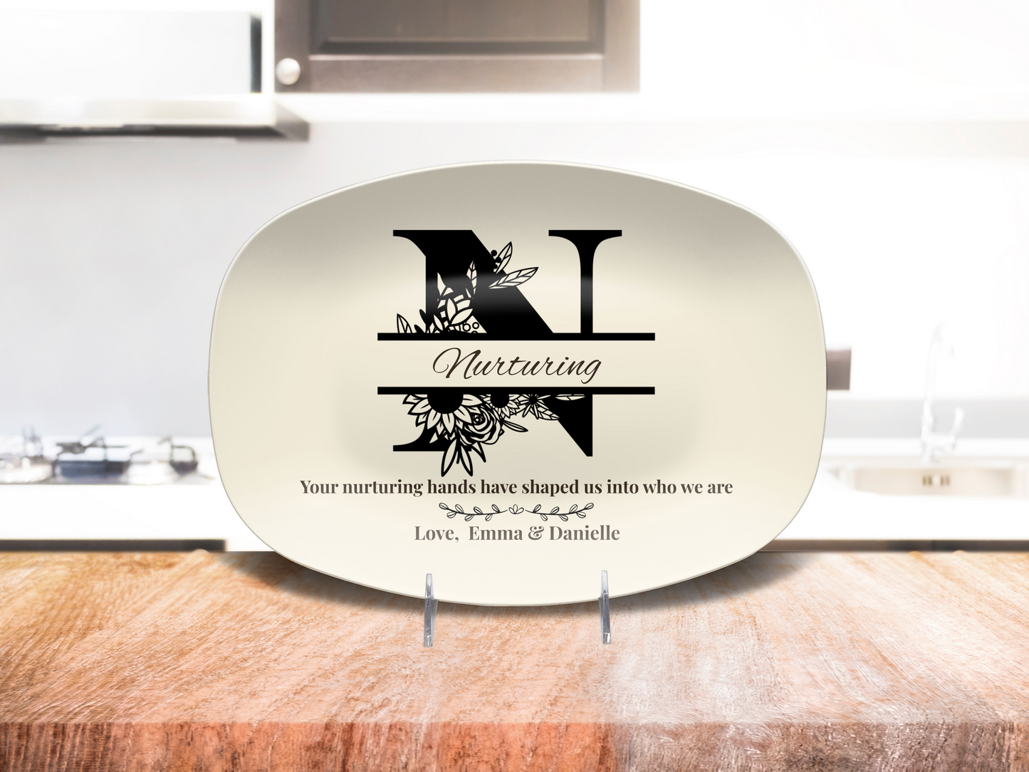 Personalized Monogram Platter Gift for Dad, Custom Name Serving Plate, Unbreakable Keepsake