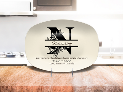 Personalized Monogram Platter Gift for Dad, Custom Name Serving Plate, Unbreakable Keepsake