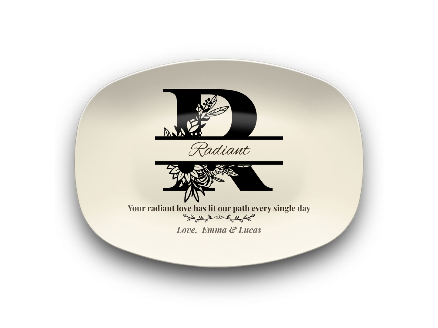 Personalized Monogram Platter Gift for Dad, Custom Name Serving Plate, Unbreakable Keepsake