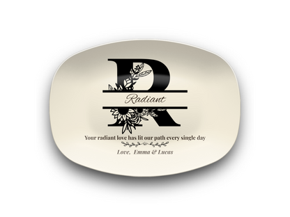 Personalized Monogram Platter Gift for Dad, Custom Name Serving Plate, Unbreakable Keepsake