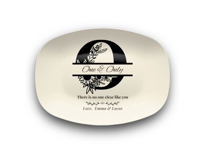 Personalized Monogram Platter Gift for Dad, Custom Name Serving Plate, Unbreakable Keepsake