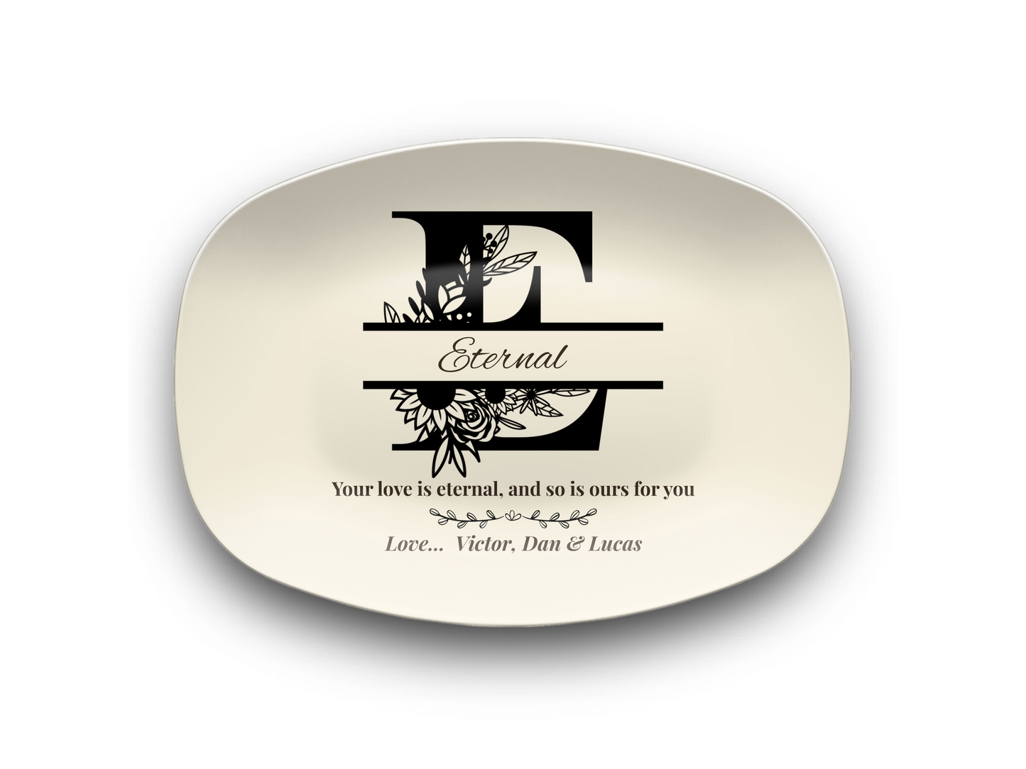 Personalized Monogram Platter Gift for Dad, Custom Name Serving Plate, Unbreakable Keepsake