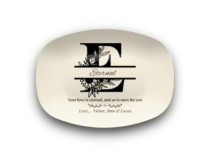 Personalized Monogram Platter Gift for Dad, Custom Name Serving Plate, Unbreakable Keepsake