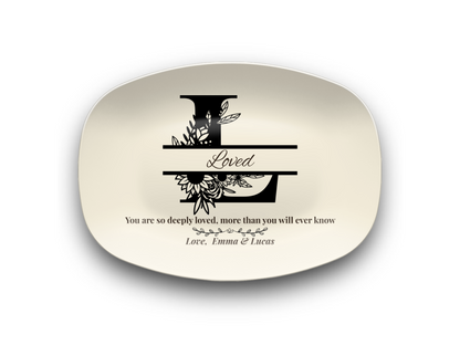 Personalized Monogram Platter Gift for Dad, Custom Name Serving Plate, Unbreakable Keepsake