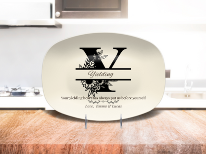 Personalized Monogram Platter Gift for Dad, Custom Name Serving Plate, Unbreakable Keepsake