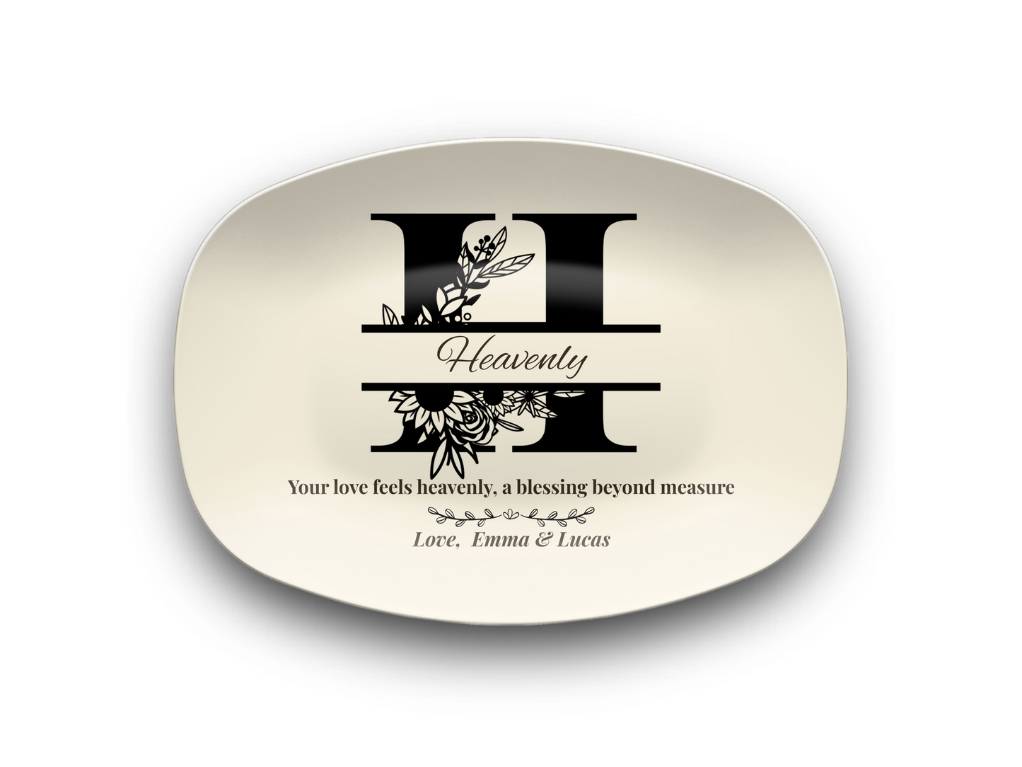 Personalized Monogram Platter Gift for Dad, Custom Name Serving Plate, Unbreakable Keepsake