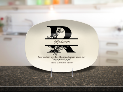 Personalized Monogram Platter Gift for Dad, Custom Name Serving Plate, Unbreakable Keepsake