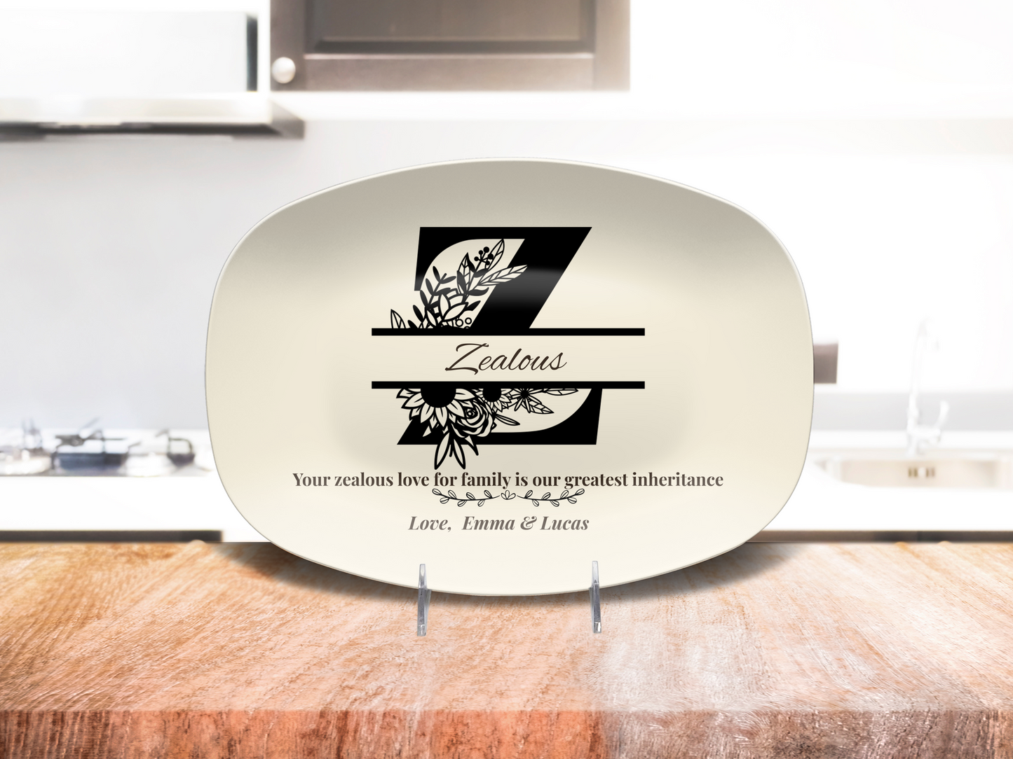 Personalized Monogram Platter Gift for Dad, Custom Name Serving Plate, Unbreakable Keepsake