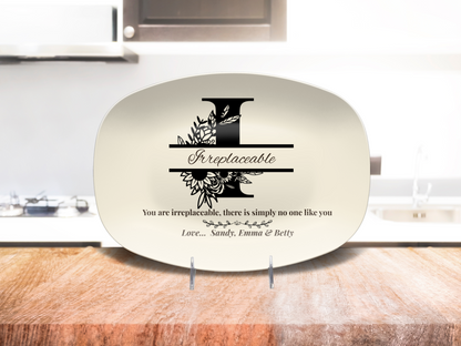 Personalized Monogram Platter Gift for Dad, Custom Name Serving Plate, Unbreakable Keepsake