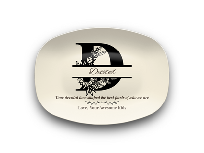 Personalized Monogram Platter Gift for Dad, Custom Name Serving Plate, Unbreakable Keepsake