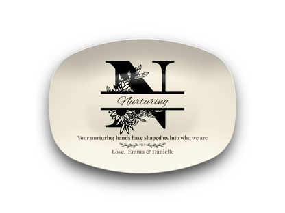 Personalized Monogram Platter Gift for Dad, Custom Name Serving Plate, Unbreakable Keepsake