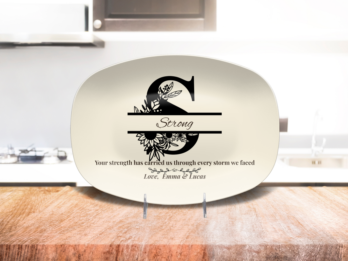 Personalized Monogram Platter Gift for Dad, Custom Name Serving Plate, Unbreakable Keepsake