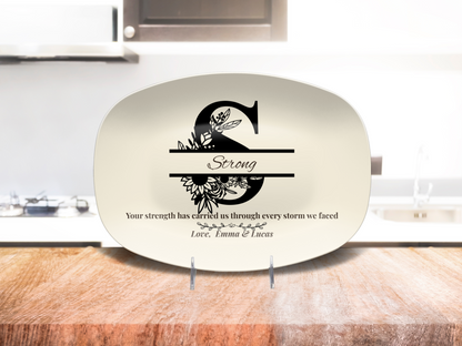 Personalized Monogram Platter Gift for Dad, Custom Name Serving Plate, Unbreakable Keepsake