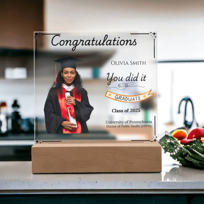 Personalized Graduation Acrylic LED Plaque with Photo | Graduation Gift