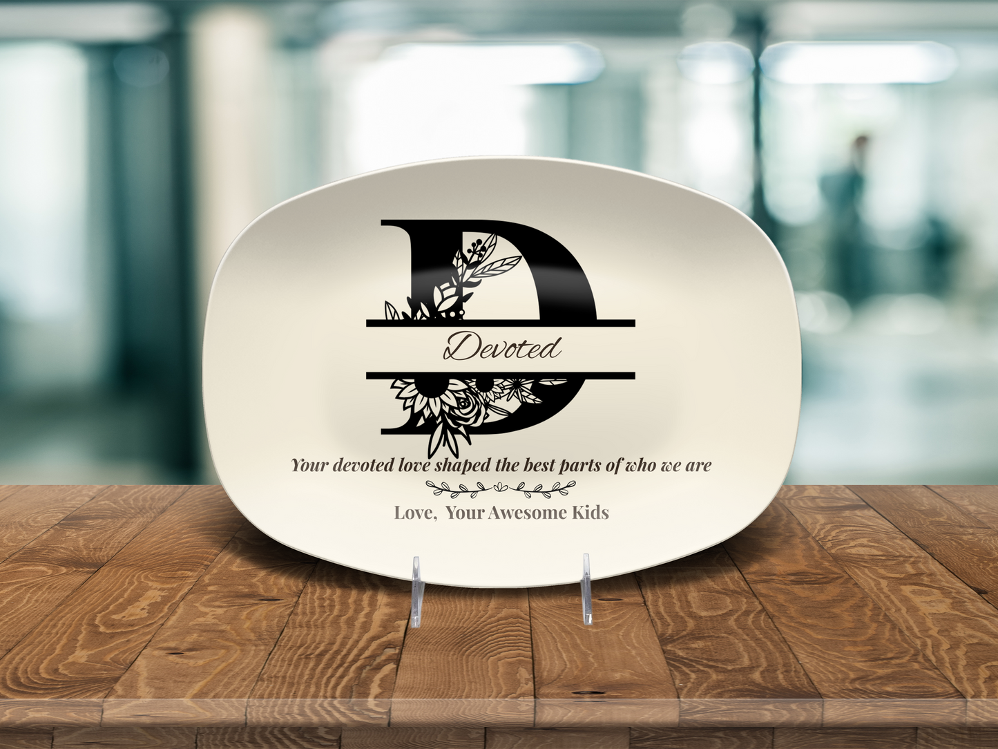 Personalized Monogram Platter Gift for Dad, Custom Name Serving Plate, Unbreakable Keepsake