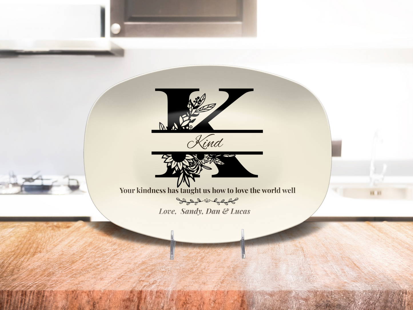 Personalized Monogram Platter Gift for Dad, Custom Name Serving Plate, Unbreakable Keepsake