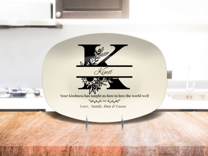 Personalized Monogram Platter Gift for Dad, Custom Name Serving Plate, Unbreakable Keepsake