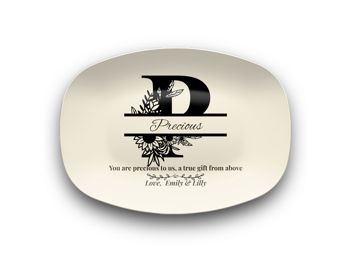 Personalized Monogram Platter Gift for Dad, Custom Name Serving Plate, Unbreakable Keepsake