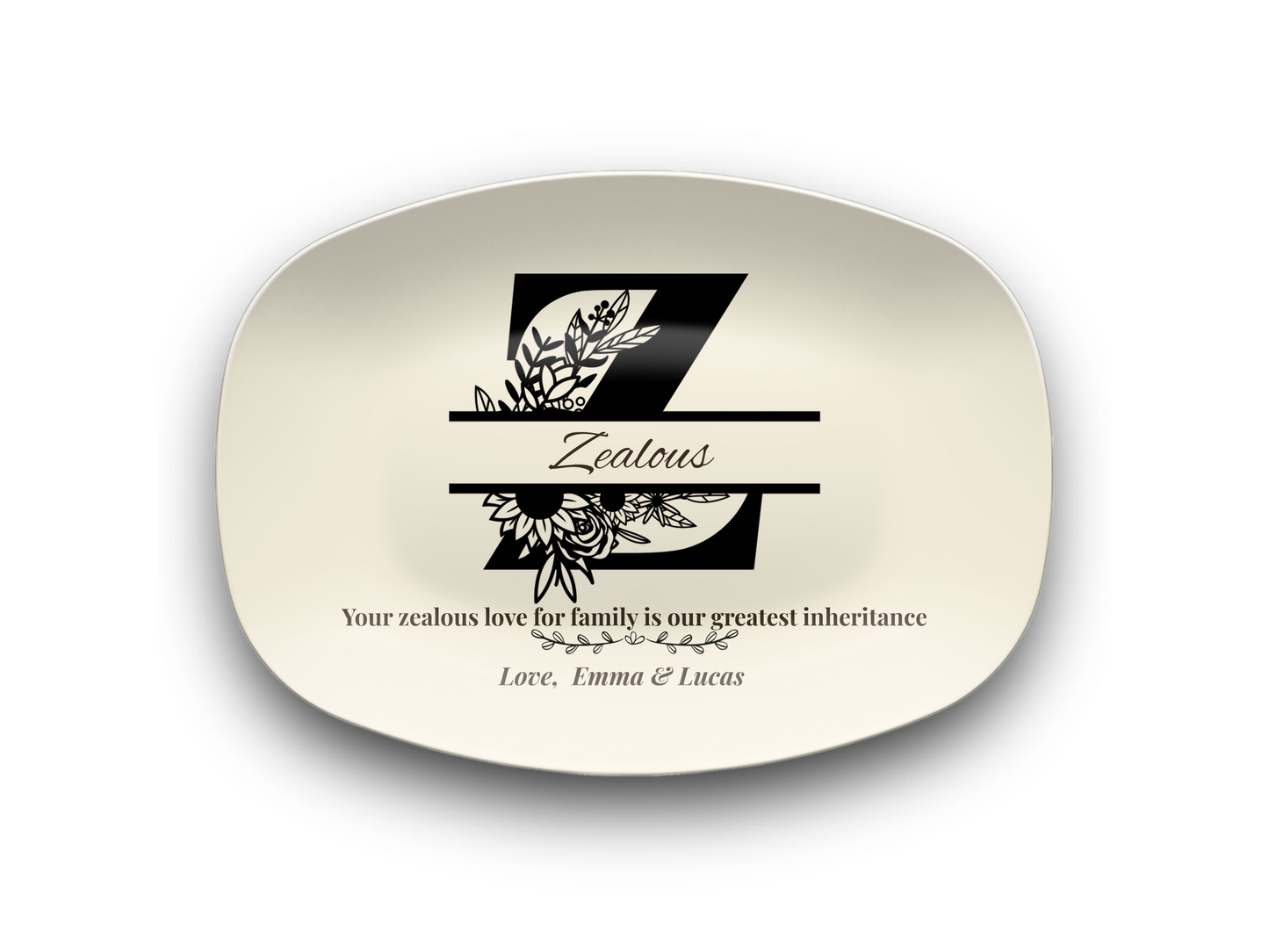 Personalized Monogram Platter Gift for Dad, Custom Name Serving Plate, Unbreakable Keepsake