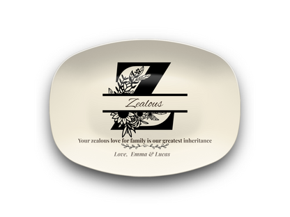 Personalized Monogram Platter Gift for Dad, Custom Name Serving Plate, Unbreakable Keepsake