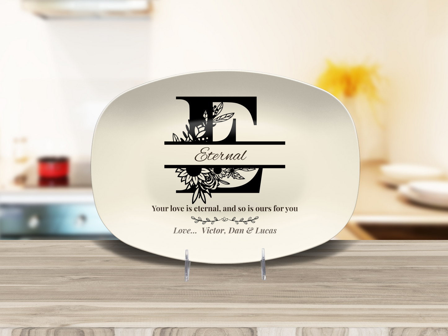 Personalized Monogram Platter Gift for Dad, Custom Name Serving Plate, Unbreakable Keepsake