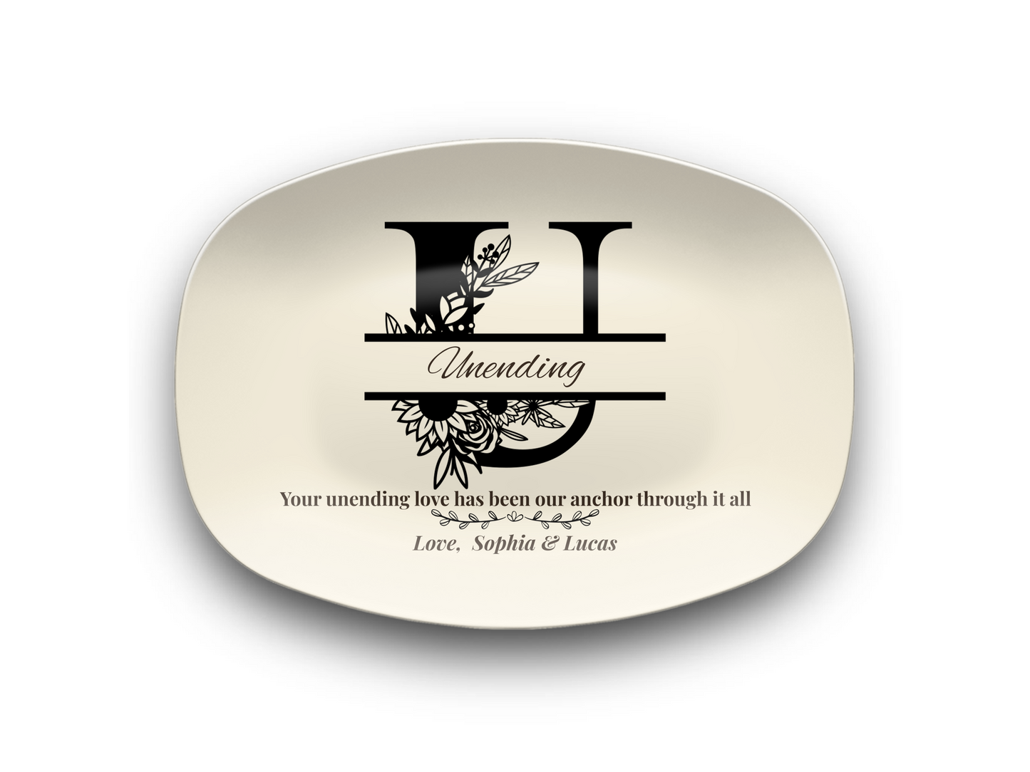Personalized Monogram Platter Gift for Dad, Custom Name Serving Plate, Unbreakable Keepsake