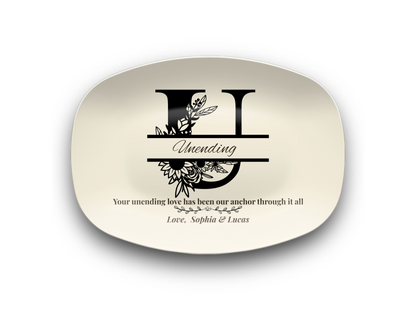 Personalized Monogram Platter Gift for Dad, Custom Name Serving Plate, Unbreakable Keepsake